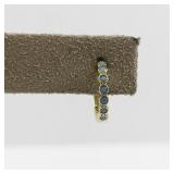 Pair of Vermeil Hoop Earrings with Blue Stones