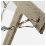 Sterling Silver Dangle Earrings with Blue Glass and Bead Accents