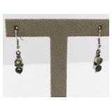 Sterling Silver Dangle Earrings with Peridot and Blue Stone