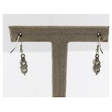 Sterling Silver Dangle Earrings with Peridot and Blue Stone