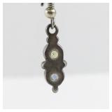 Sterling Silver Dangle Earrings with Peridot and Blue Stone