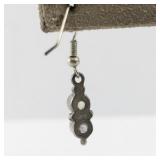 Sterling Silver Dangle Earrings with Peridot and Blue Stone
