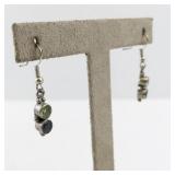 Sterling Silver Dangle Earrings with Peridot and Blue Stone
