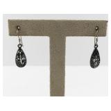 Pair of Vintage Silver Filigree Teardrop Earrings