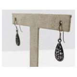 Pair of Vintage Silver Filigree Teardrop Earrings