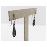 Pair of Vintage Silver Filigree Teardrop Earrings
