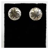 Pair of Faceted Silver Tone Stud Earrings