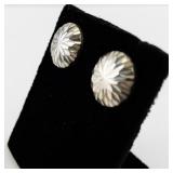 Pair of Faceted Silver Tone Stud Earrings