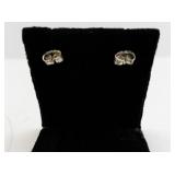 Pair of Faceted Silver Tone Stud Earrings