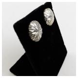 Pair of Faceted Silver Tone Stud Earrings