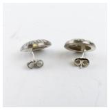 Pair of Faceted Silver Tone Stud Earrings