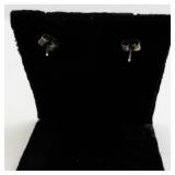 Pair of Silver Stud Earrings with Lapis Accents
