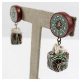 Pair of Vintage Millefiori Dangle Earrings