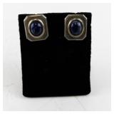 Pair of Vintage Sterling Silver and Blue Stone Earrings