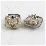 Pair of Vintage Sterling Silver and Blue Stone Earrings
