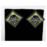 Pair of Square Floral Post Earrings