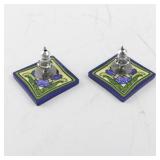 Pair of Square Floral Post Earrings
