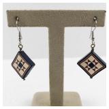 Handcrafted Square Earrings with Geometric Star Pattern