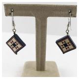 Handcrafted Square Earrings with Geometric Star Pattern