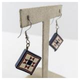 Handcrafted Square Earrings with Geometric Star Pattern
