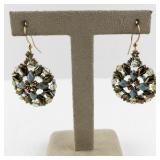 Beaded Dangle Earrings with Gold and Turquoise Accents
