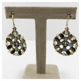 Beaded Dangle Earrings with Gold and Turquoise Accents