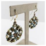 Beaded Dangle Earrings with Gold and Turquoise Accents