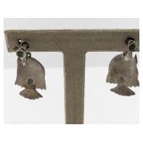 Mexican Sterling Silver and Abalone Fish Earrings