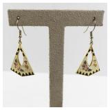 Set of 3 Pairs of Decorative Drop Earrings with Enamel and Gold-Tone Accents
