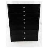 Black 8-Drawer Jewelry Organizer Storage Box with Assorted Compartments