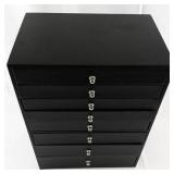 Black 8-Drawer Jewelry Organizer Storage Box with Assorted Compartments