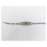 Sterling Silver 925 Filigree Bracelet with Green Stone