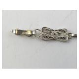 Sterling Silver 925 Filigree Bracelet with Green Stone