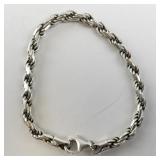 Sterling Silver Rope Chain Bracelet