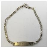 Sterling Silver Medical ID Bracelet 925 Marked 7.5in