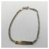Sterling Silver Medical ID Bracelet 925 Marked 7.5in