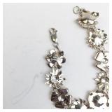 Sterling Silver 925 Floral Link Bracelet 7.5 in
