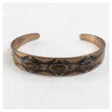Marked Copper Cuff Bracelet with Stamped Design 6in