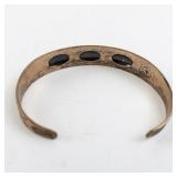 Marked Copper Cuff Bracelet with Stamped Design 6in