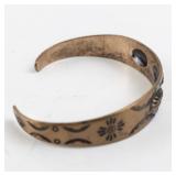 Marked Copper Cuff Bracelet with Stamped Design 6in