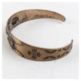 Marked Copper Cuff Bracelet with Stamped Design 6in