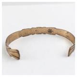 Solid Copper Cuff Bracelet with Feather Design, 6.5 Inch