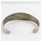 Alpaca Silver Cuff Bracelet with Abalone Inlay 6.5in