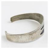 Alpaca Silver Cuff Bracelet with Abalone Inlay 6.5in