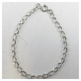 Sterling Silver Chain Bracelet 7.5in Starter Charm Bracelet