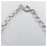 Sterling Silver Chain Bracelet 7.5in Starter Charm Bracelet