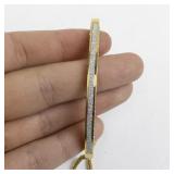 Gold Tone Stainless Steel Bolo Bracelet with Crystals