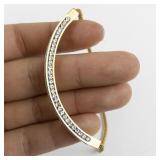 Gold Tone Stainless Steel Bolo Bracelet with Crystals