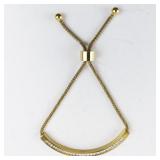 Gold Tone Stainless Steel Bolo Bracelet with Crystals