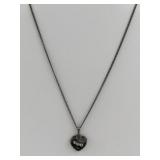 Sterling Silver Heart Pendant Necklace with Clear Stones, 20in, 3.8g